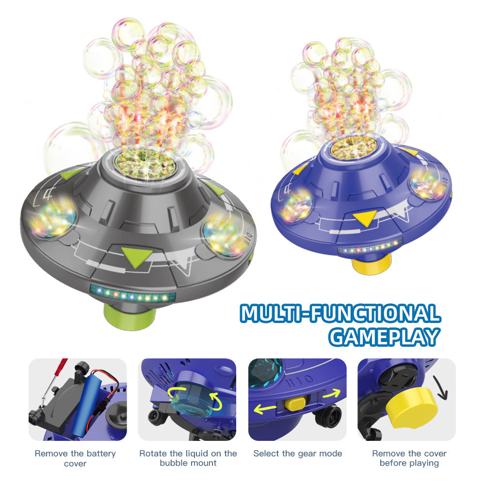 UFO Bubble Machine with Rotating Lights