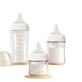 Wide Caliber Glass Baby Feeding Bottle with Anti-Choking Nipple
